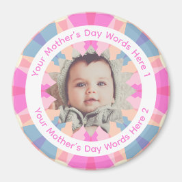 Custom Colorful Funky Mother’s Day Pink Star Photo Magnet