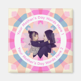 Custom Colorful Funky Mother’s Day Pink Star Photo Magnet