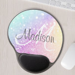 Custom Colorful Glitzer Iridescent Elegante Gel Mousepad<br><div class="desc">Dieses farbenfrohe,  bunt gestylte Glitzer-Muster lässt sich einfach mit Ihrem individuelle Name und/oder Monogramm personalisieren.</div>