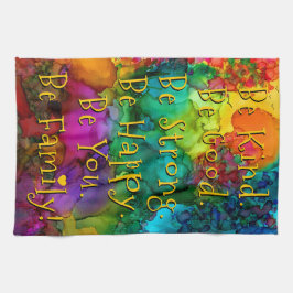 Custom Colorful Inspirational Words Kitchen Towel Geschirrtuch