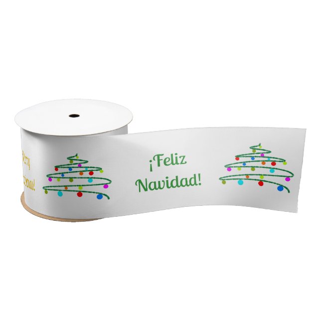 Custom Colorful International frohe Weihnachten Satinband (Spule)