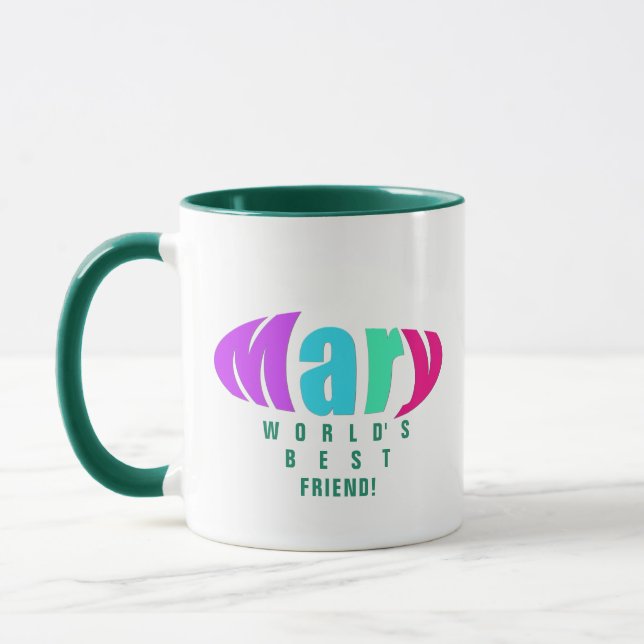 Custom Colorful "Mary" Best Mama and Friend, Green Tasse (Links)