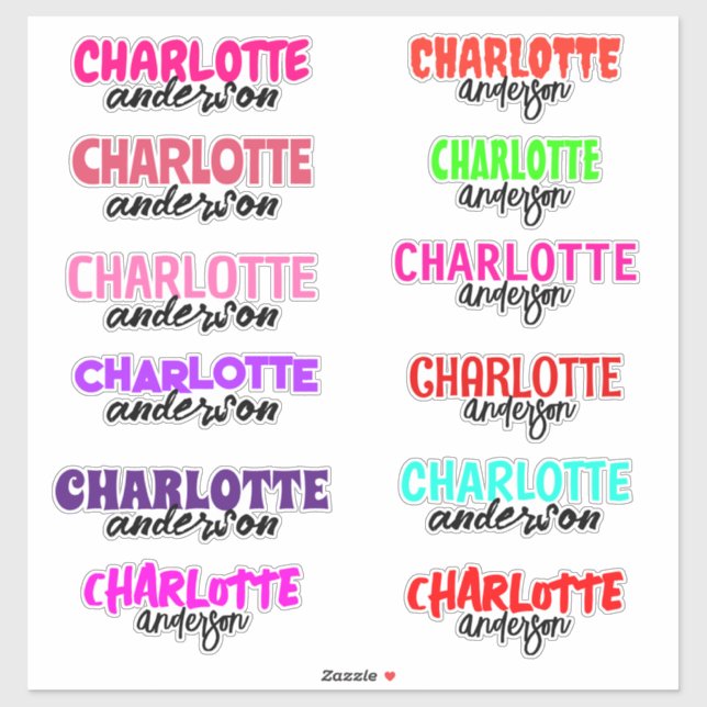 Custom Colorful Name Girly School Vinyl Sticker (Blatt)