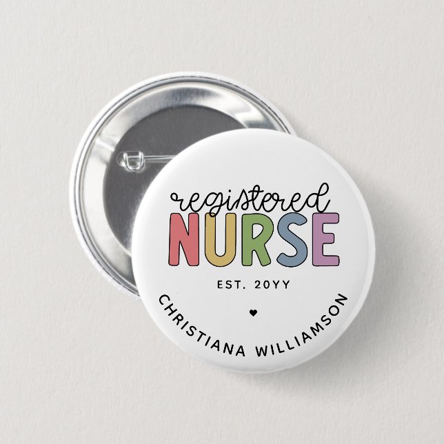 Custom Colorful Registered Nurse RN Abschluss Button (Vorne & Hinten)