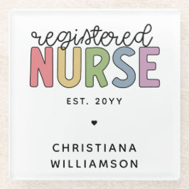 Custom Colorful Registered Nurse RN Abschluss Glasuntersetzer
