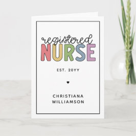 Custom Colorful Registered Nurse RN Abschluss Karte