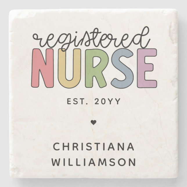 Custom Colorful Registered Nurse RN Abschluss Steinuntersetzer (Vorderseite)