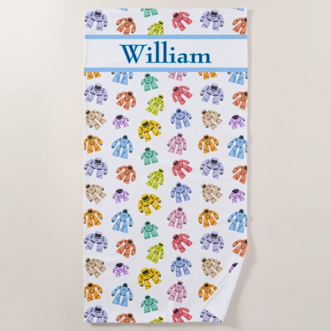 Custom Colorful Roboter Strandtuch (Vorderseite)