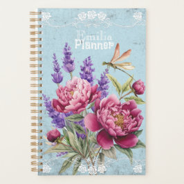 Custom colorful vintage peonies Lavender Blue Planer