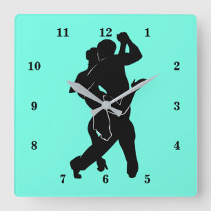 Custom Colors and Font - Tanngo Dancers Silhouette Quadratische Wanduhr