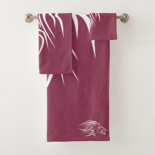 Custom Colors Bath Towel Set with Running Lion Art