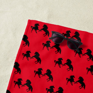 Custom Colors Beach Handtuch mit Pferden - Rot