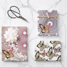 Custom Colors Butterfly Mandala Wrapping Paper Sh