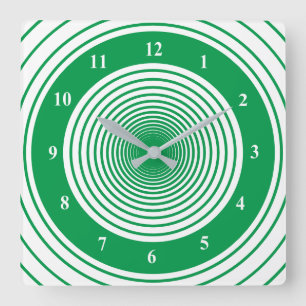 Custom Colors Circles Wall Clock - Green White Quadratische Wanduhr