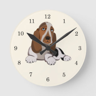 Custom Colors Clock with Cute Small Dog Runde Wanduhr