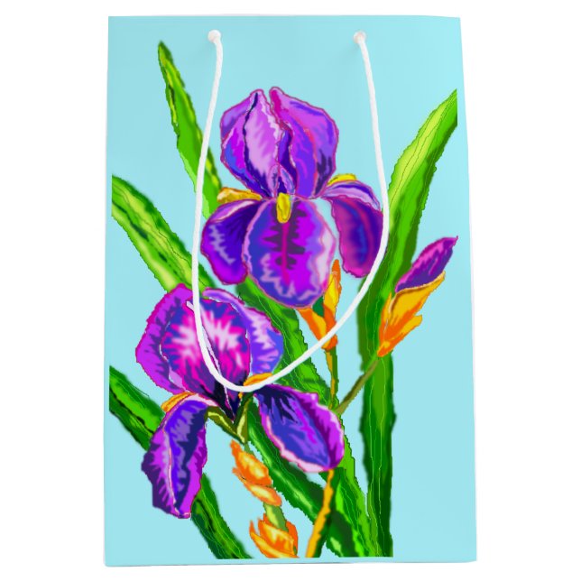 Custom Colors Gift Bag Irises - Blume Mittlere Geschenktüte (Vorderseite)