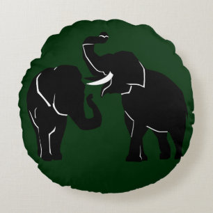 Custom Colors Round Pillow Elephants Couple Rundes Kissen
