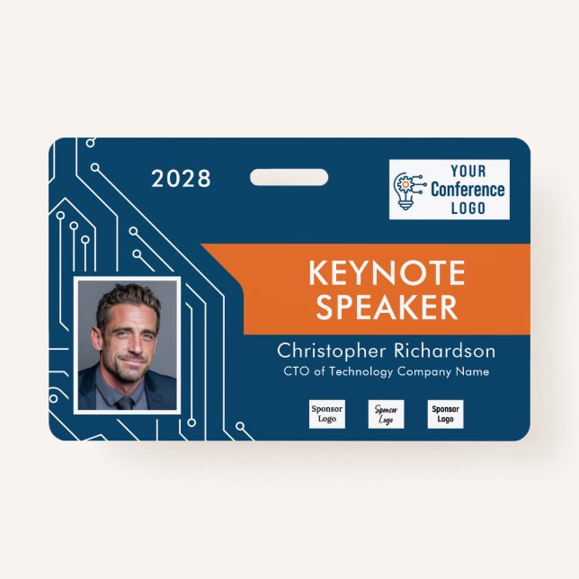 Custom Colors Technology Keynote Photo ID Badge Ausweis (Vorderseite)