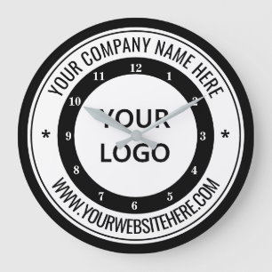 Custom Colors Your Logo Name Website - Black White Große Wanduhr