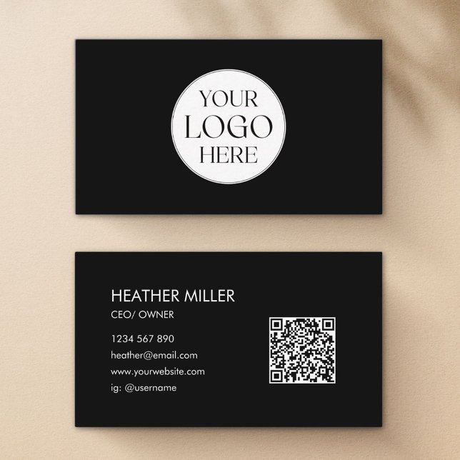 Custom Company Business Logo Minimalist QR Code Visitenkarte (Front and Back)