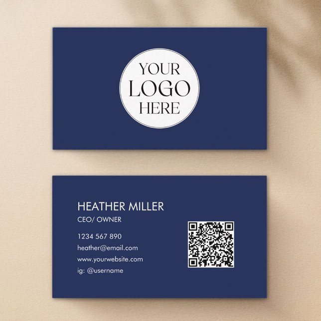Custom Company Business Logo Minimalist QR Code Visitenkarte (Front and Back)