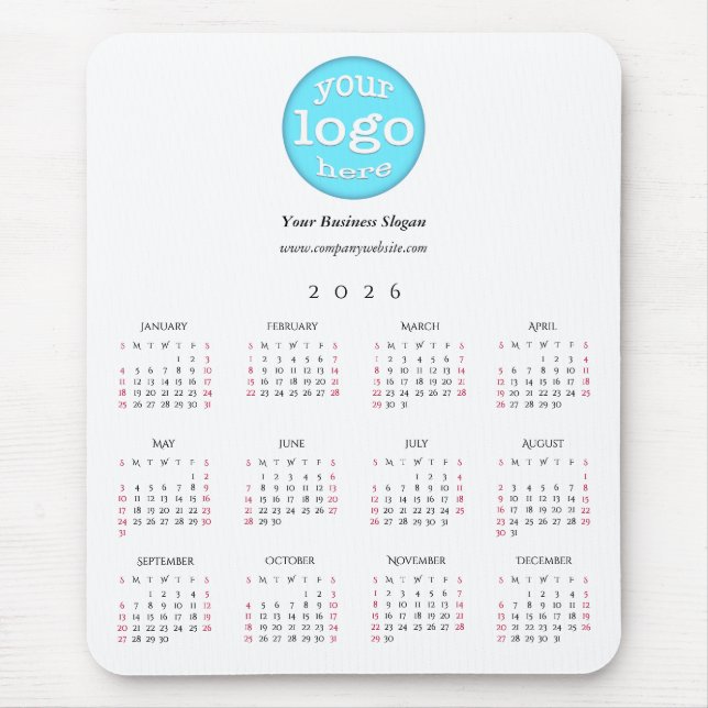 Custom Company Business Logo Office 2026 Calendar Mousepad (Vorne)