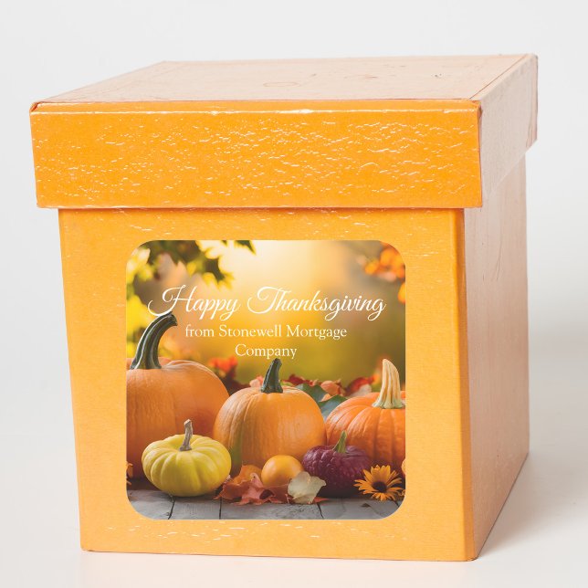 Custom Company Erntedank Marketing Pumpkin Quadratischer Aufkleber (Von Creator hochgeladen)