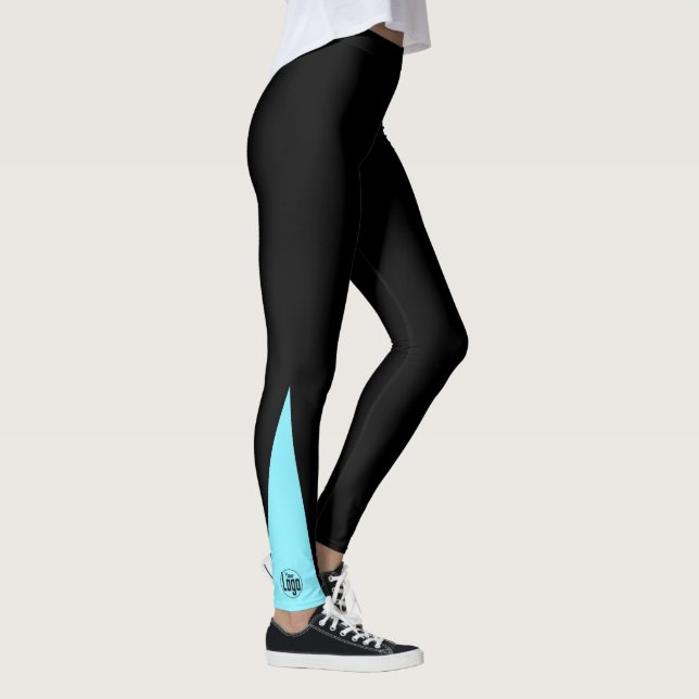 Custom Company Logo Black & Electric-Blue Leggings (Rechts)