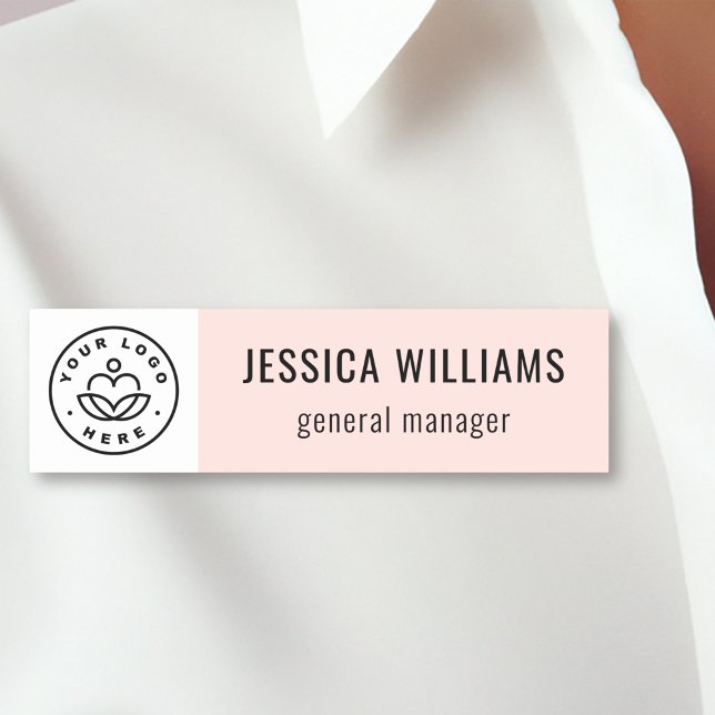Custom Company Logo Blush Pink Employee Namensschild (Von Creator hochgeladen)