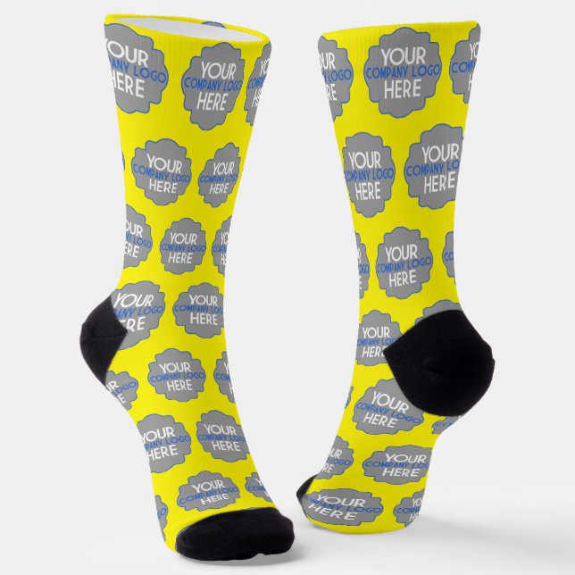 Custom Company Logo Business Promo Yellow Socken (Gewinkelt)