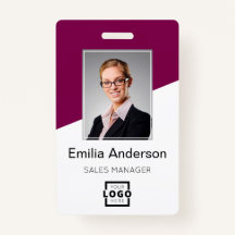 Custom Company Logo Employee Photo Berry Red