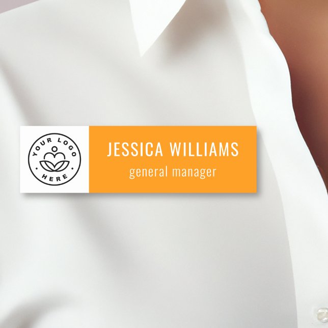 Custom Company Logo Orange Employee Namensschild (Von Creator hochgeladen)