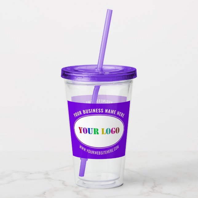 Custom Company Logo Text Business Acryltrinkbecher (Rückseite)