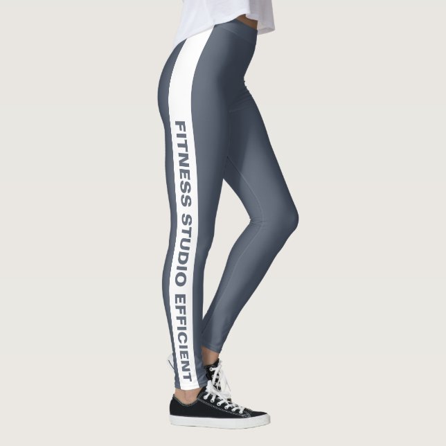Custom Company Name White Stripe Grey  Leggings (Rechts)