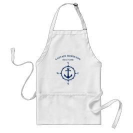 Custom Compass Nautical Anchor Navy Blue & White Schürze
