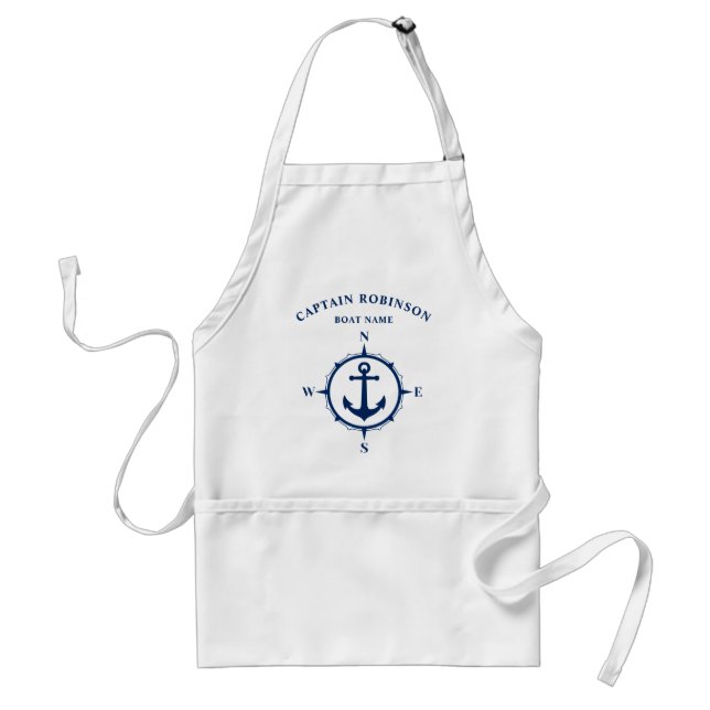 Custom Compass Nautical Anchor Navy Blue & White Schürze (Vorne)