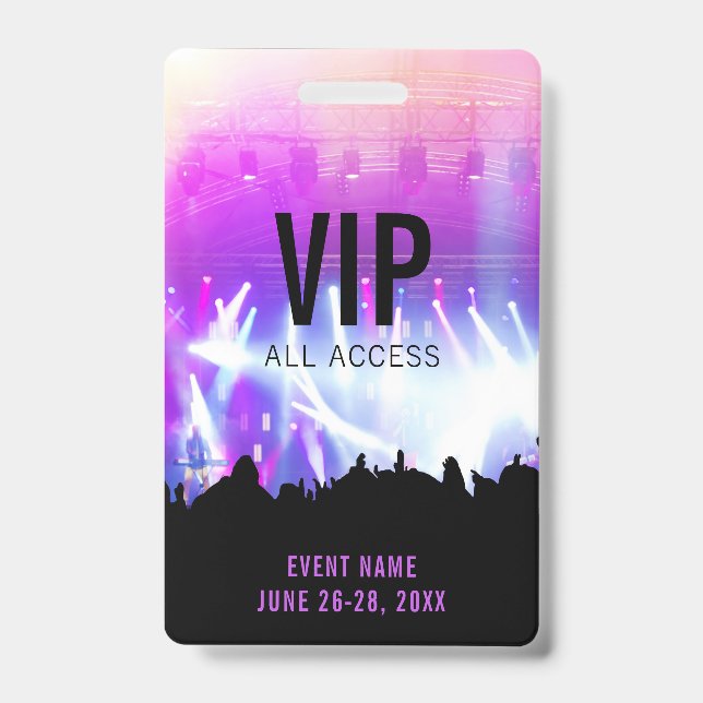 Custom Concert VIP All Access Pass Ausweis (Vorderseite)