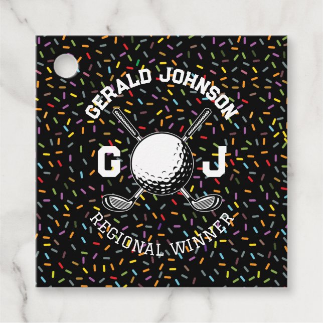 Custom Confetti Golf Monogram Design Geschenkanhänger (Vorderseite)
