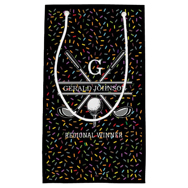 Custom Confetti Golf Monogram Design Kleine Geschenktüte (Vorderseite)