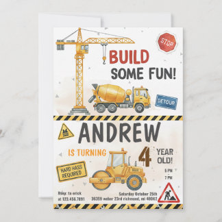 Custom Construction Birthday Invitations Einladung