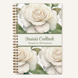 Custom Cookbook White Roses Rezeptur Notebook Notizbuch