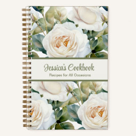 Custom Cookbook White Roses Rezeptur Notebook Notizbuch