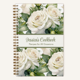 Custom Cookbook White Roses Rezeptur Notebook Notizbuch