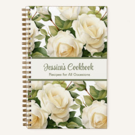 Custom Cookbook White Roses Rezeptur Notebook Notizbuch