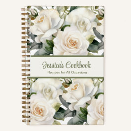 Custom Cookbook White Roses Rezeptur Notebook Notizbuch