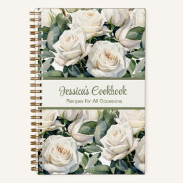 Custom Cookbook White Roses Rezeptur Notebook Notizbuch