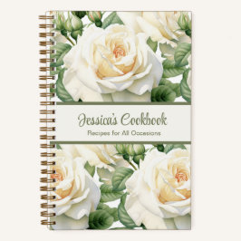 Custom Cookbook White Roses Rezeptur Notebook Notizbuch