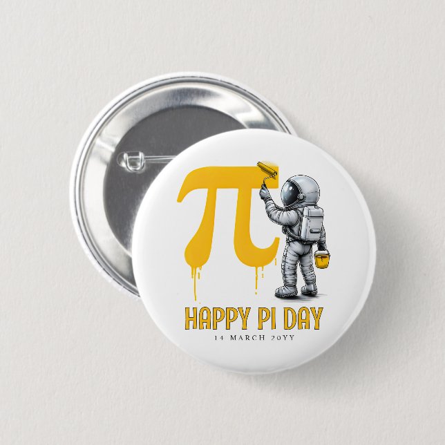 Custom Cool Astronaut Painting Pi Symbol Pi Day  Button (Vorne & Hinten)