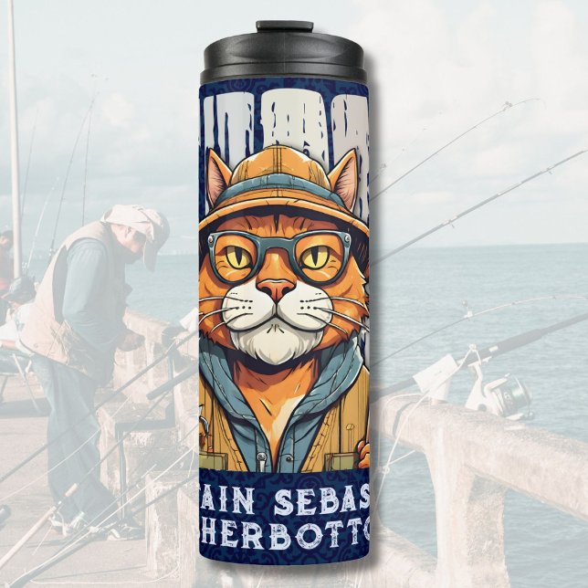 Custom Cool Cat Retirement Geschenke für Fisherman Thermosbecher (Custom Cool Cat Retirement Gifts for Fisherman Dad)