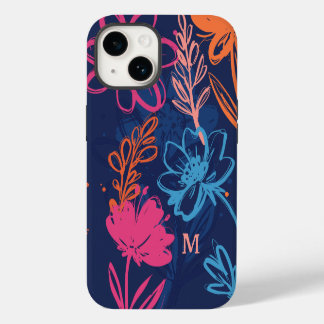 Custom Cool Floral Boho farbenfrohe Monogram Tropi iPhone 14 Hülle